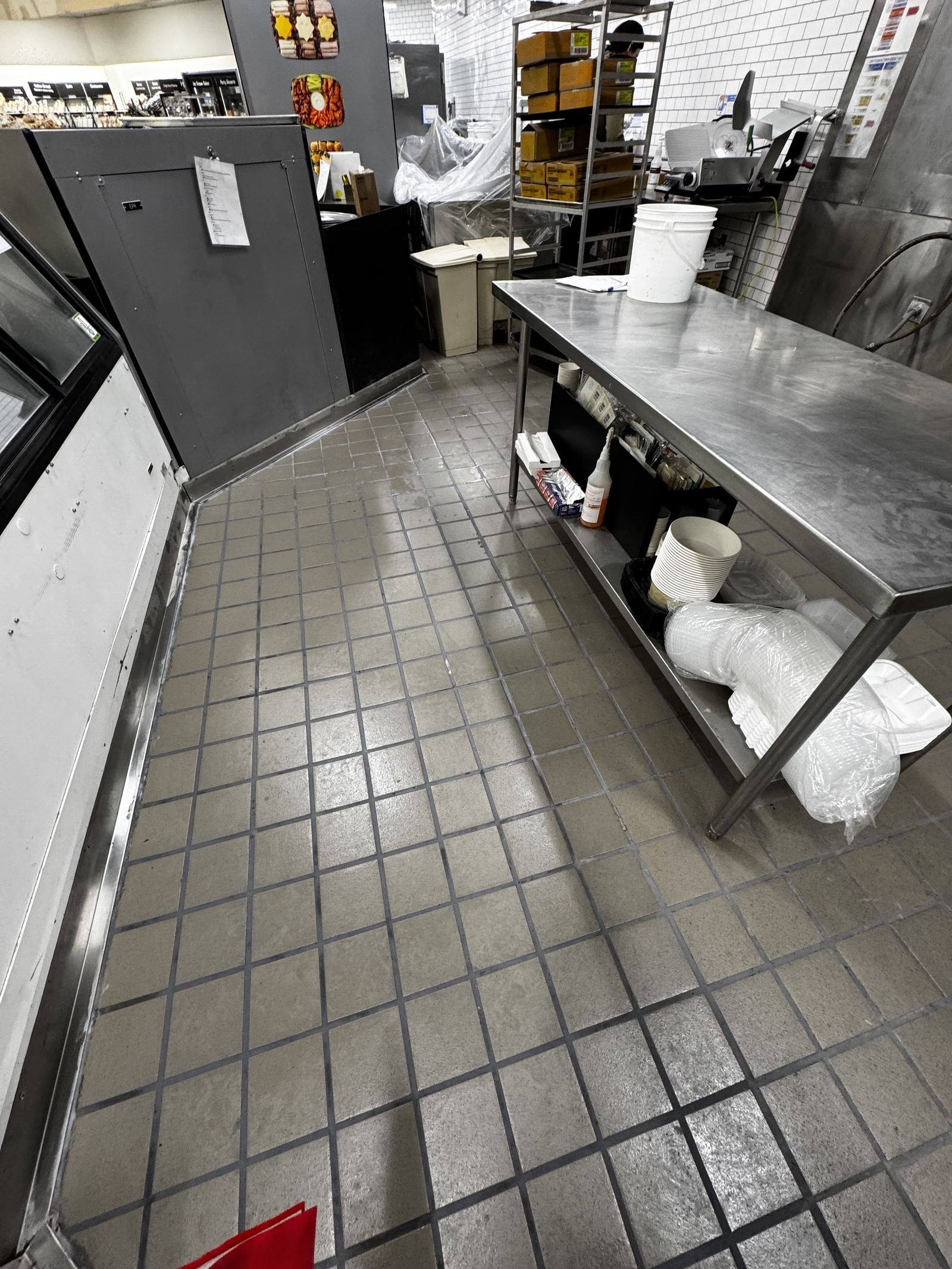 Commercial kitchen during floor renovation